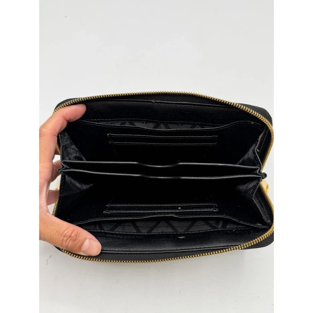 ZAC Zac Posen Metallic Snake Embossed Bow Zip Around Wristlet Wallet AS IS